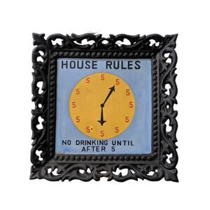 Vintage House Drinking Rules Tile Metal Framed Made in Jaoan‎